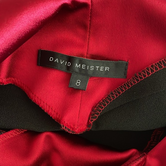 David Meister Red Deep V neckline Sleeveless Sheath Cocktail Dress size 8 - Picture 8 of 12